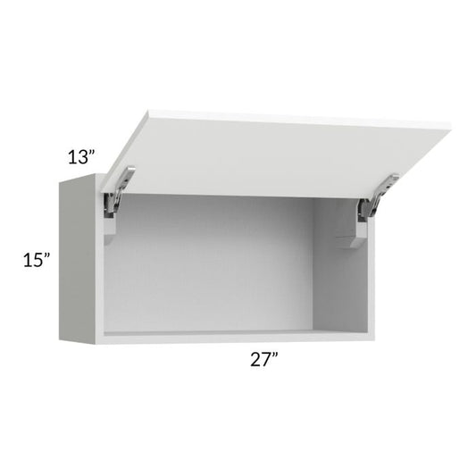 RTA Milan White Matte 27" x 15" Lift-Up Door Wall Cabinet with 1 Finished End Panel