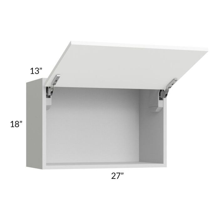 RTA Milan White Matte 27" x 18" Lift-Up Door Wall Cabinet with 1 Finished End Panel