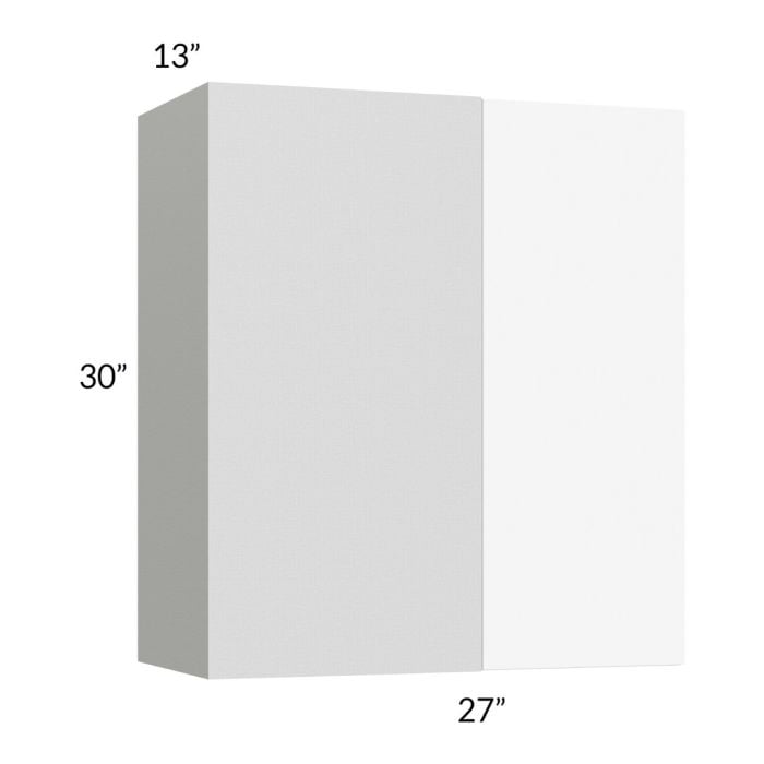 RTA Milan White Matte 27" x 30" Blind Corner Wall Cabinet-Left-Hinged Door on Right with 2 Finished End Panels