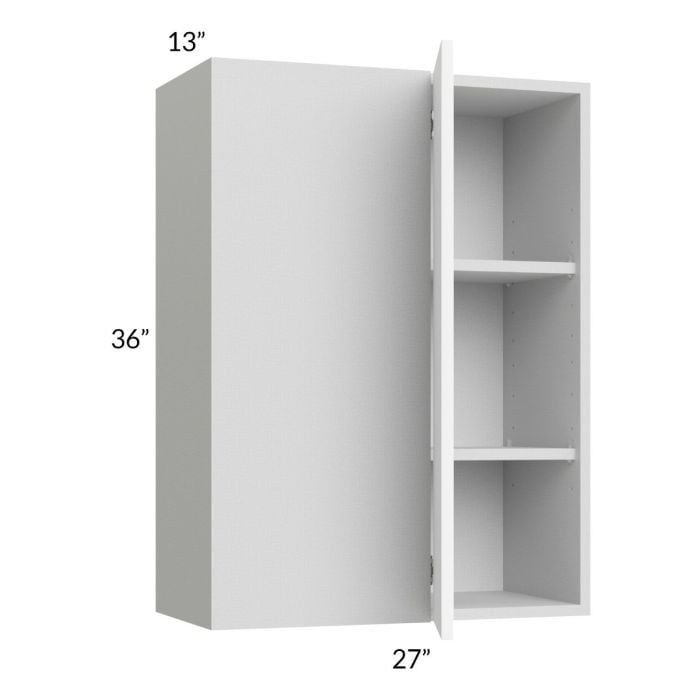 RTA Milan White Matte 27" x 36" Blind Corner Wall Cabinet-Left-Hinged Door on Right with 1 Finished End Panel