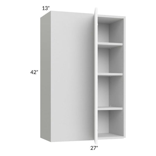 RTA Milan White Matte 27" x 42" Blind Corner Wall Cabinet-Left-Hinged Door on Right with 1 Finished End Panel