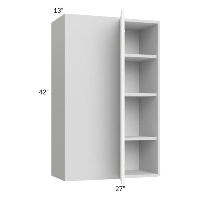 RTA Milan White Matte 27" x 42" Blind Corner Wall Cabinet-Right-Hinged Door on Left with 1 Finished End Panel