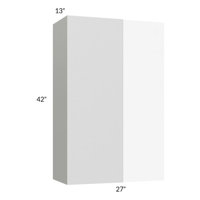 RTA Milan White Matte 27" x 42" Blind Corner Wall Cabinet-Right-Hinged Door on Left with 2 Finished End Panels