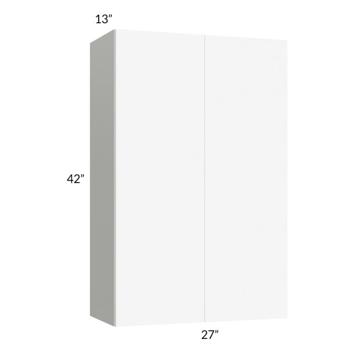 RTA Milan White Matte 27" x 42" Wall Cabinet with 1 Finished End Panel