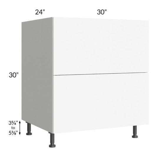 RTA Milan White Matte 30" 2-Drawer Base Cabinet with 1 Finished Side