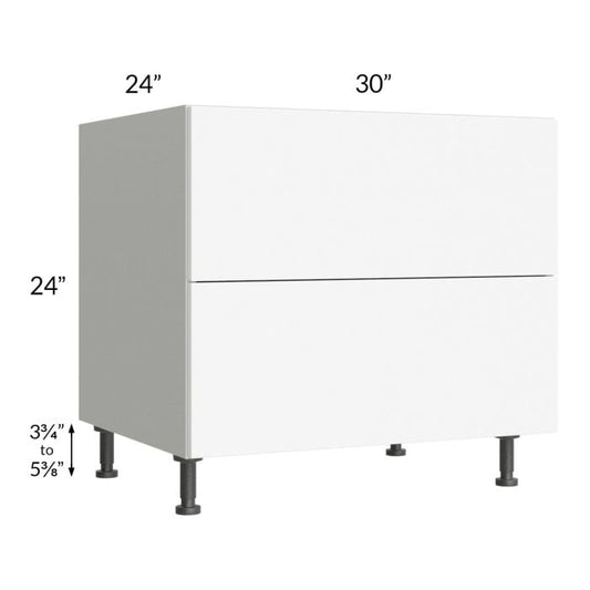 RTA Milan White Matte 30" 2-Drawer Range Top Base Cabinet with 2 Heat Shields
