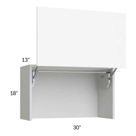 RTA Milan White Matte 30" Countertop Wall Appliance Cabinet with 1 Finished End Panel