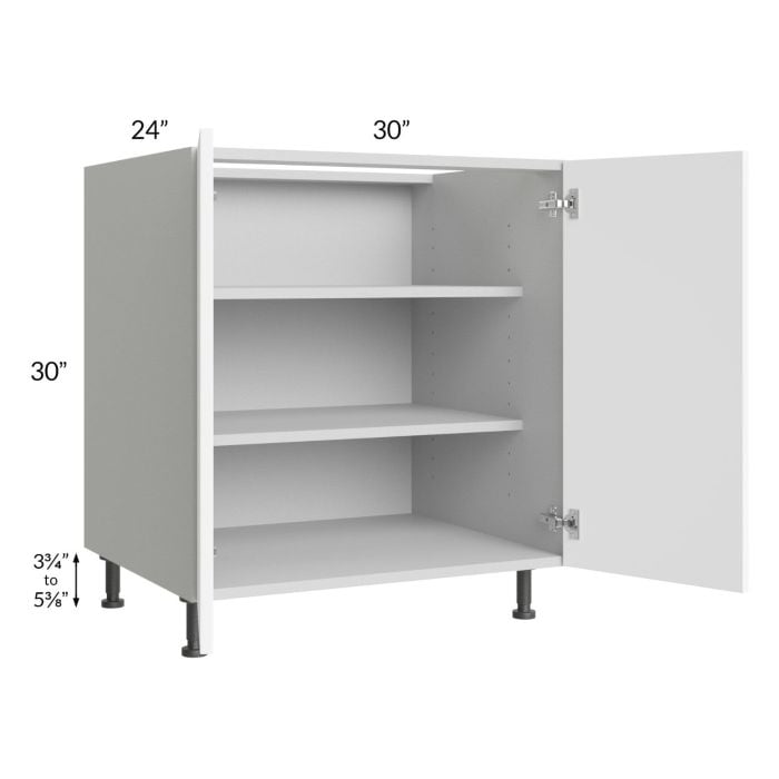 RTA Milan White Matte 30" Full Height Door Base Cabinet with 1 Finished Side