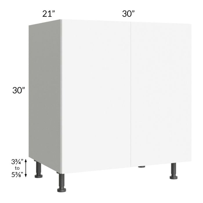 RTA Milan White Matte 30" Full Height Door Vanity Sink Base Cabinet