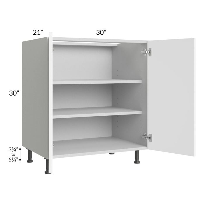 RTA Milan White Matte 30" Full Height Door Vanity Sink Base Cabinet with 1 Finished Side