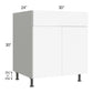 RTA Milan White Matte 30" Sink Base Cabinet with 1 Finished Side