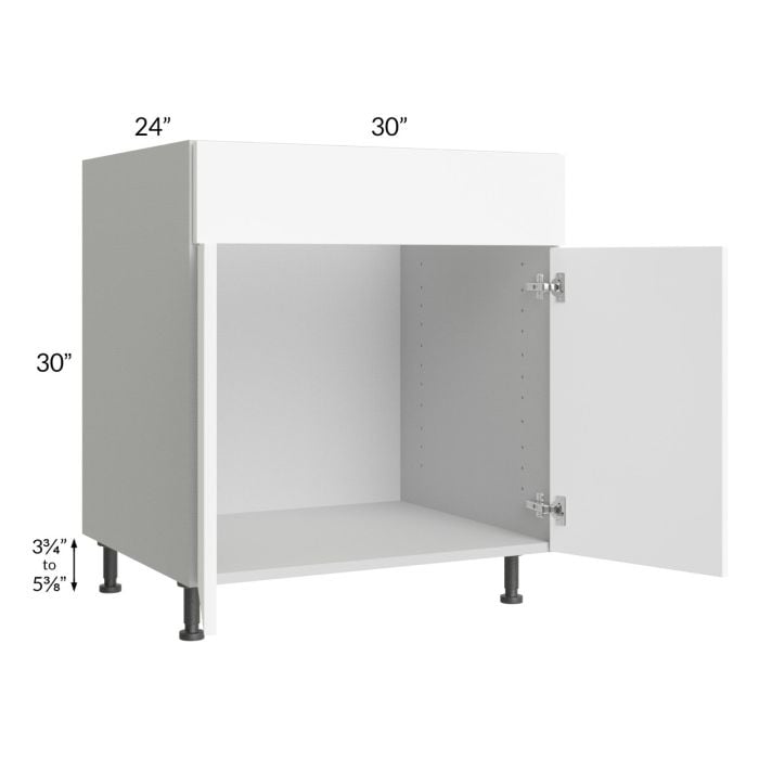 RTA Milan White Matte 30" Sink Base Cabinet with 2 Finished Sides