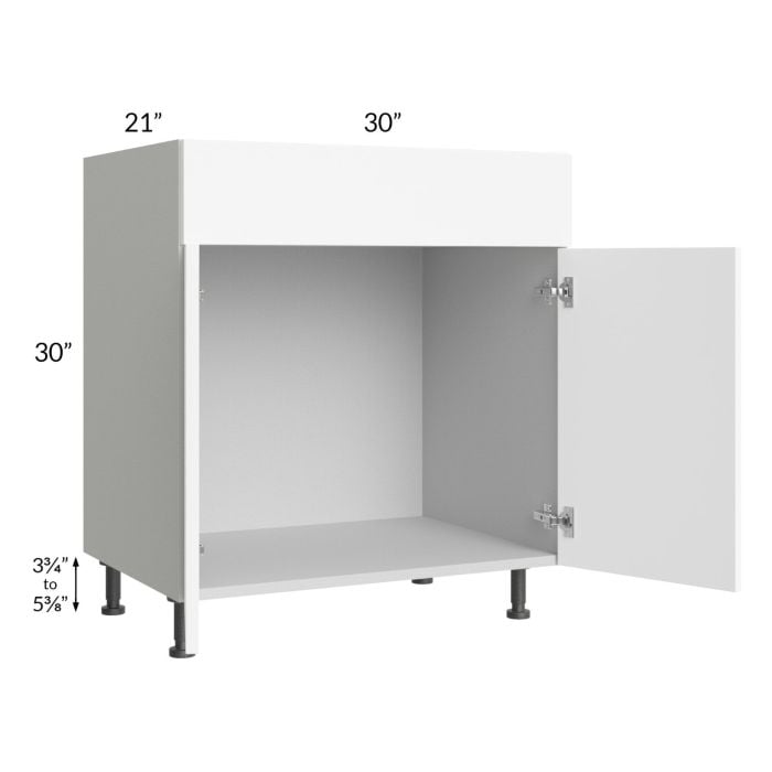 RTA Milan White Matte 30" Vanity Sink Base Cabinet with 2 Finished Sides and Sink Tilt-Out