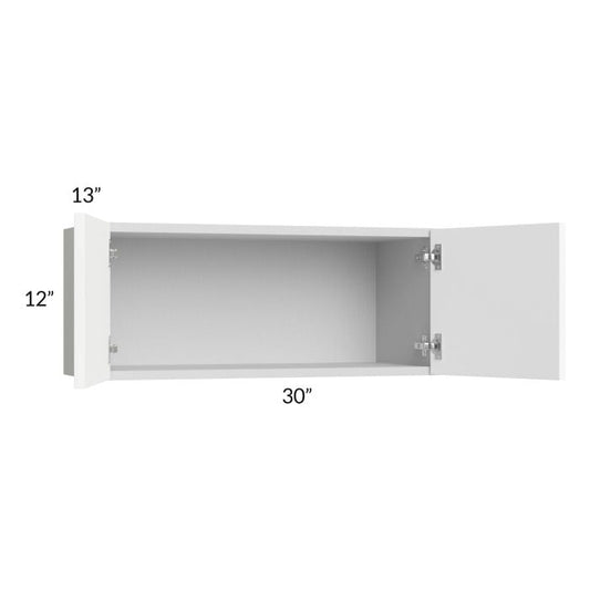 RTA Milan White Matte 30" x 12" Wall Cabinet with 1 Finished End Panel