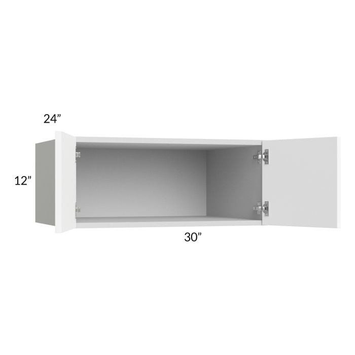 RTA Milan White Matte 30" x 12" x 24" Wall Cabinet with 1 Finished End Panel