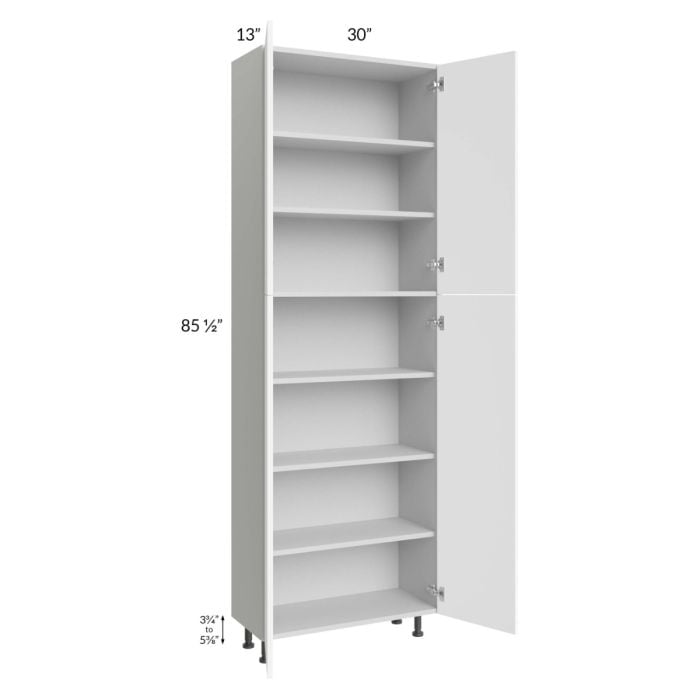 RTA Milan White Matte 30" x 13" x 90" Pantry Cabinet (13" depth)