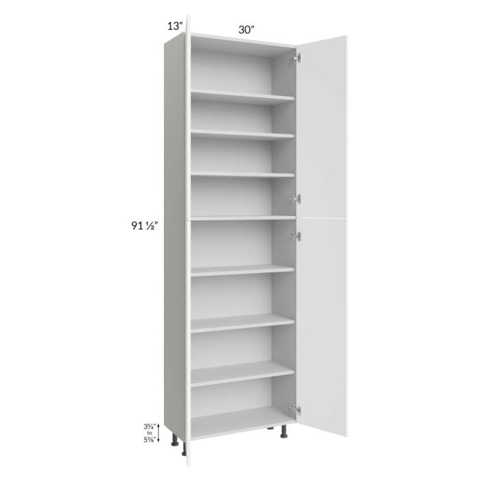 RTA Milan White Matte 30" x 13" x 96" Pantry Cabinet (13" depth)