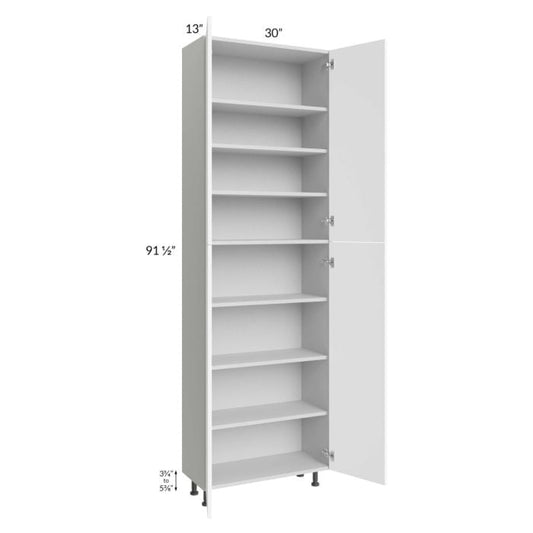 RTA Milan White Matte 30" x 13" x 96" Pantry Cabinet (13" depth)