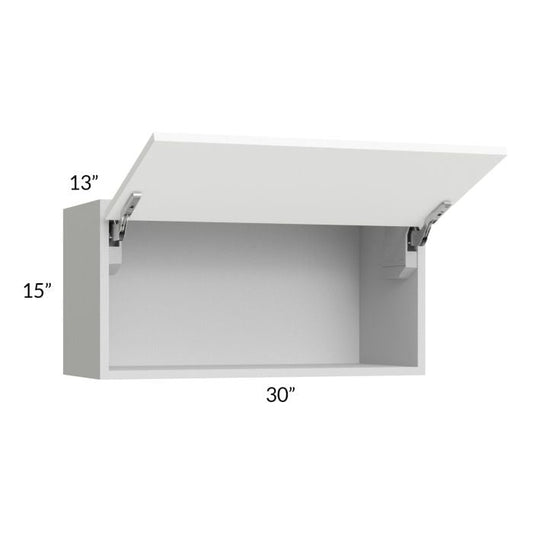 RTA Milan White Matte 30" x 15" Lift-Up Door Wall Cabinet with 1 Finished End Panel