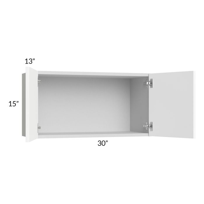 RTA Milan White Matte 30" x 15" Wall Cabinet with 1 Finished End Panel