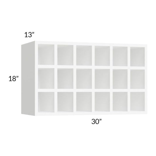 RTA Milan White Matte 30" x 18" Wine Rack Cabinet with 1 Finished End Panel