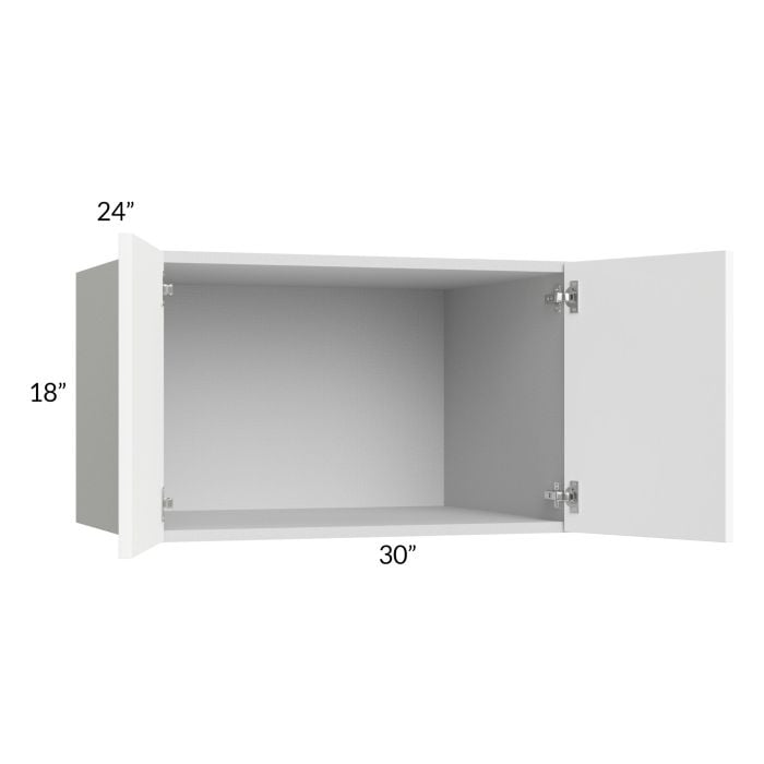 RTA Milan White Matte 30" x 18" x 24" Wall Cabinet with 1 Finished End Panel