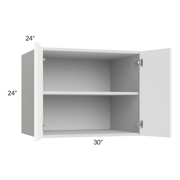 RTA Milan White Matte 30" x 24" x 24" Wall Cabinet with 1 Finished End Panel