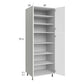 RTA Milan White Matte 30" x 24" x 84" Pantry Cabinet (24" depth) with 2 Finished Sides and 1 Roll Out Tray