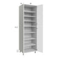 RTA Milan White Matte 30" x 24" x 96" Pantry Cabinet (24" depth) with 2 Finished Sides and 4 Roll Out Trays
