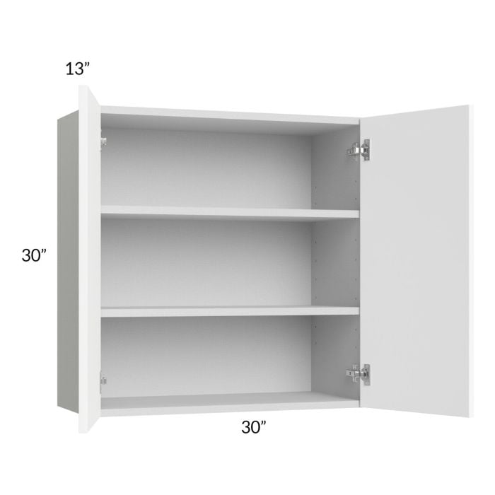 RTA Milan White Matte 30" x 30" Wall Cabinet with 1 Finished End Panel