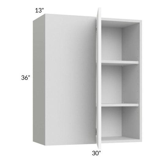 RTA Milan White Matte 30" x 36" Blind Corner Wall Cabinet-Left-Hinged Door on Right with 1 Finished End Panel