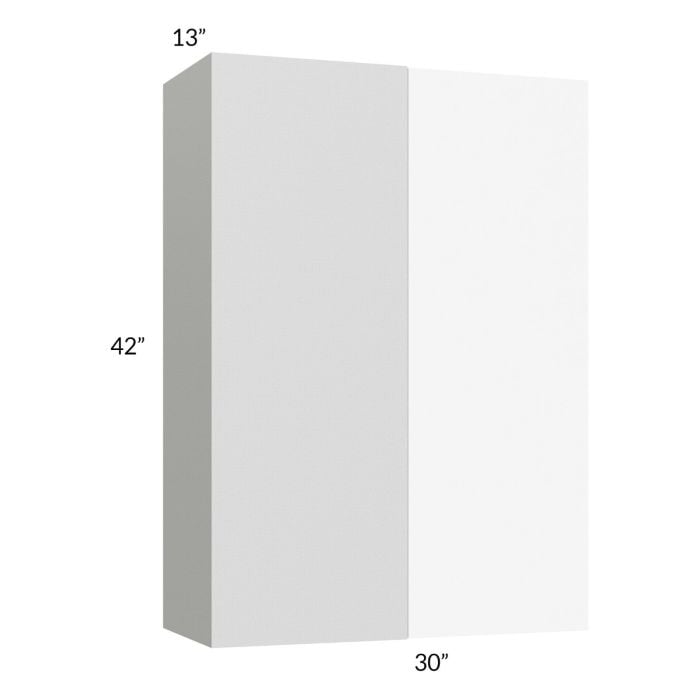 RTA Milan White Matte 30" x 42" Blind Corner Wall Cabinet-Left-Hinged Door on Right with 1 Finished End Panel