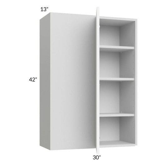 RTA Milan White Matte 30" x 42" Blind Corner Wall Cabinet-Left-Hinged Door on Right with 2 Finished End Panels