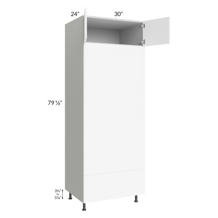 RTA Milan White Matte 30" x 84" Double Oven Cabinet with 1 Finished Side