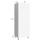 RTA Milan White Matte 30" x 84" Single Oven Cabinet with 3 Drawers and 1 Finished Side
