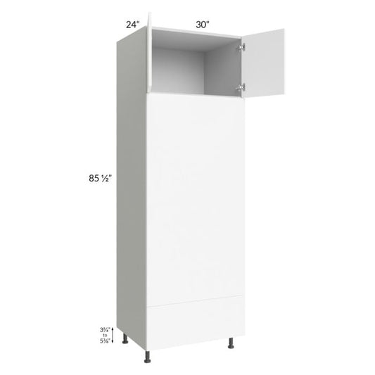 RTA Milan White Matte 30" x 90" Double Oven Cabinet with 1 Finished Side