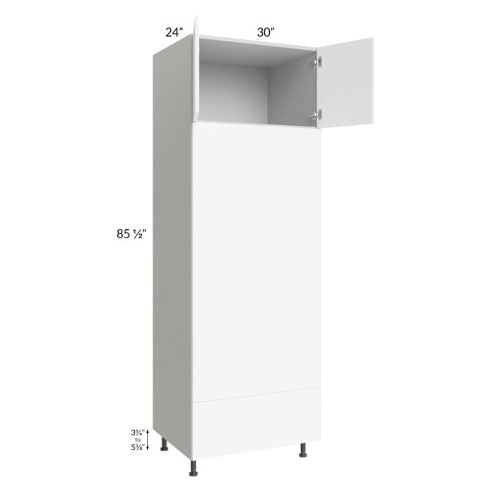 RTA Milan White Matte 30" x 90" Double Oven Cabinet with 2 Finished Sides