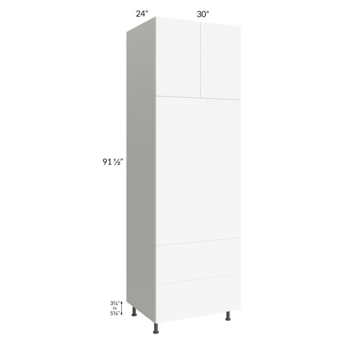 RTA Milan White Matte 30" x 96" Combo Oven Cabinet with 1 Finished Side