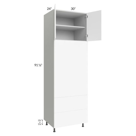 RTA Milan White Matte 30" x 96" Combo Oven Cabinet with 1 Finished Side