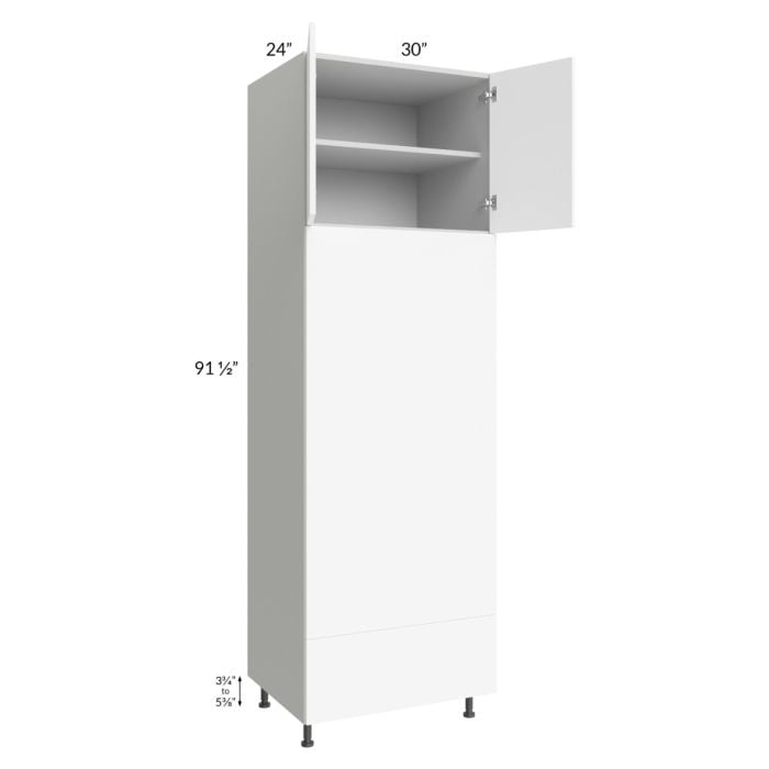 RTA Milan White Matte 30" x 96" Double Oven Cabinet with 1 Finished Side