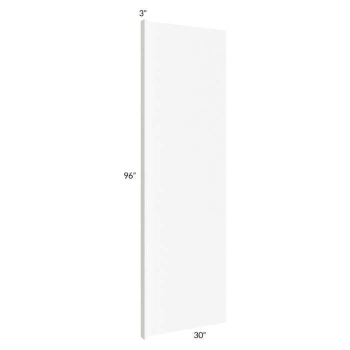 RTA Milan White Matte 30" x 96" Refrigerator End Panel with 3" Stile