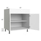 RTA Milan White Matte 33" Base Cabinet with 1 Finished Side and 1 Roll Out Tray