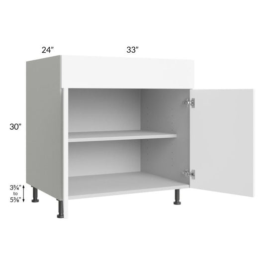 RTA Milan White Matte 33" Base Cabinet with 2 Finished Sides and 1 Roll Out Tray