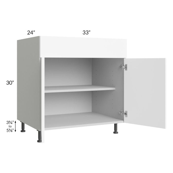 RTA Milan White Matte 33" Base Cabinet with 2 Roll Out Trays