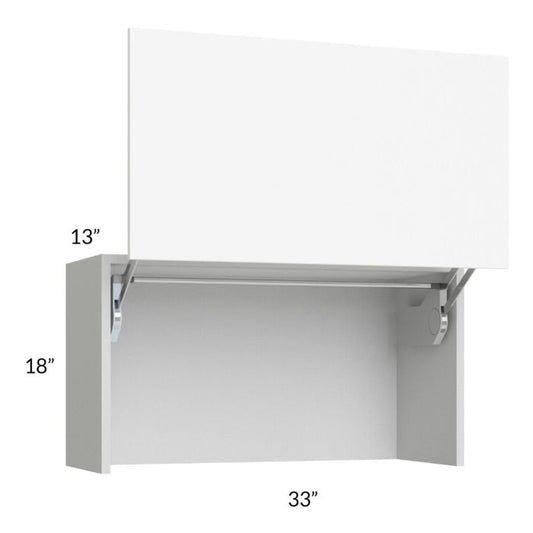 RTA Milan White Matte 33" Countertop Wall Appliance Cabinet with 1 Finished End Panel