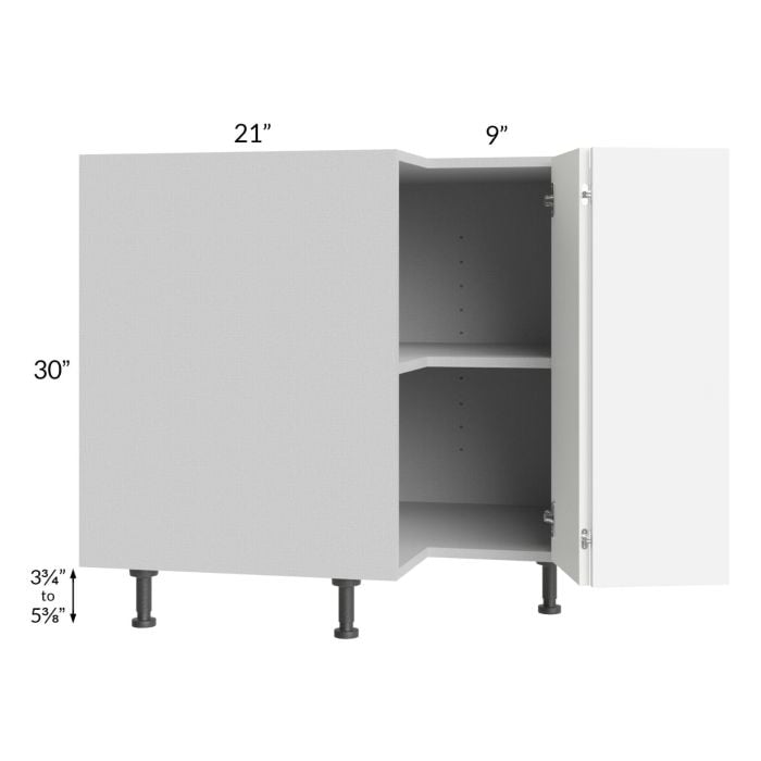 RTA Milan White Matte 33" Easy Reach Corner Cabinet-Left Hinged with 2 Finished Sides