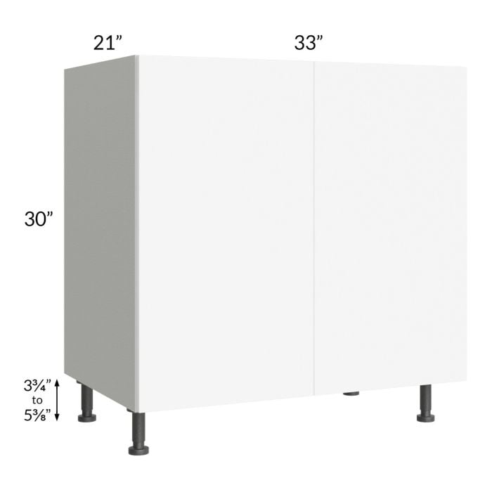 RTA Milan White Matte 33" Full Height Door Vanity Sink Base Cabinet with 1 Finished Side
