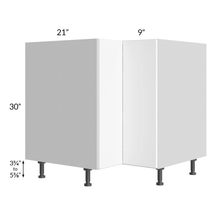 RTA Milan White Matte 33" Lazy Susan Base Cabinet-Right Hinged with 2 Finished Sides