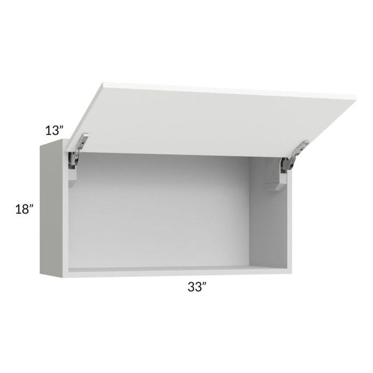 RTA Milan White Matte 33" x 18" Lift-Up Door Wall Cabinet with 2 Finished End Panels
