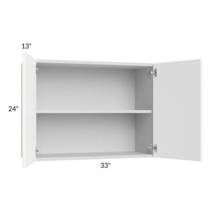 RTA Milan White Matte 33" x 24" Wall Cabinet with 1 Finished End Panel